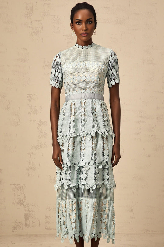 Daria Blue & Green Floral Midi Dress