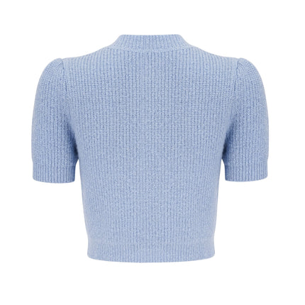 Daria Blue Knit Matching Set Blouse Skirt Luxury Fashion