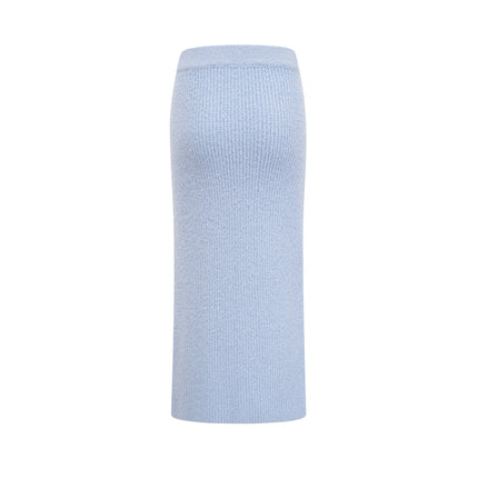 Daria Blue Knit Matching Set Blouse Skirt Acrylic Luxury Fashionista