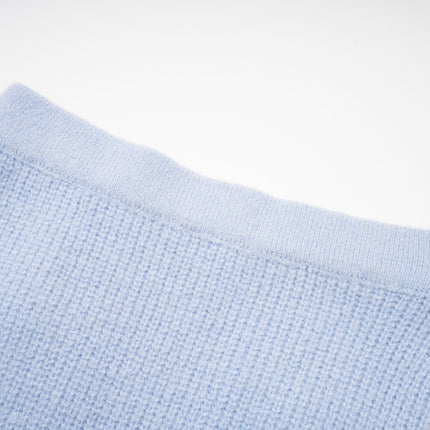 Daria Blue Knit Matching Set Blouse Skirt Luxury Acrylic Fashionista