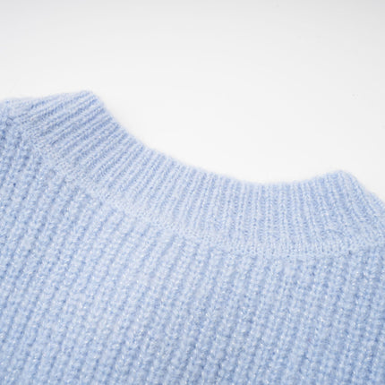 Daria Blue Knit Matching Set Blouse Skirt Luxury Acrylic Fashionista Elegance