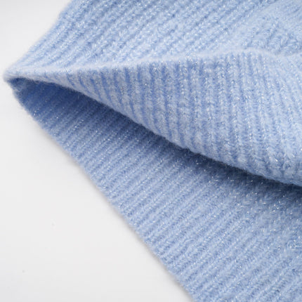 Daria Blue Knit Matching Set Blouse Skirt Luxury Acrylic Fashionista