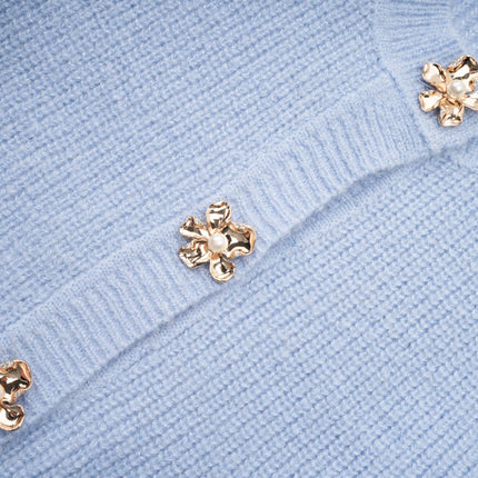 Daria Blue Knit Matching Set Blouse Skirt