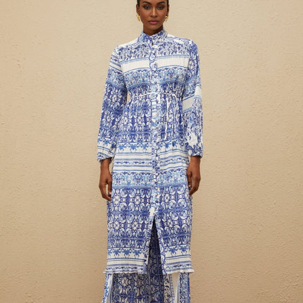 Daria Blue Paisley Cardigan Trousers Set