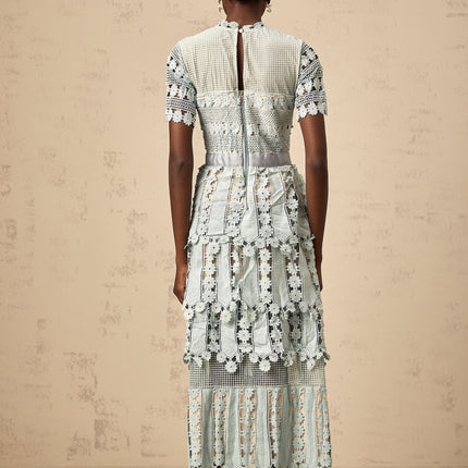 Daria Floral Midi Dress Blue & Green