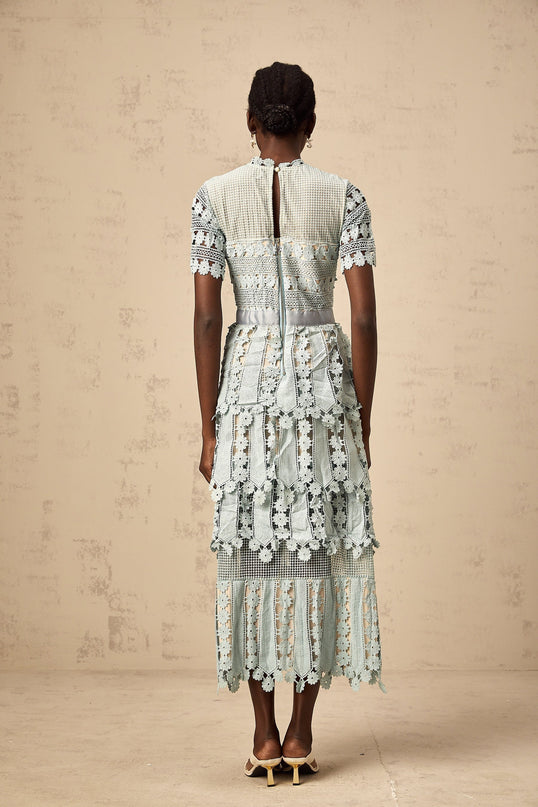 Daria Floral Midi Dress Blue & Green