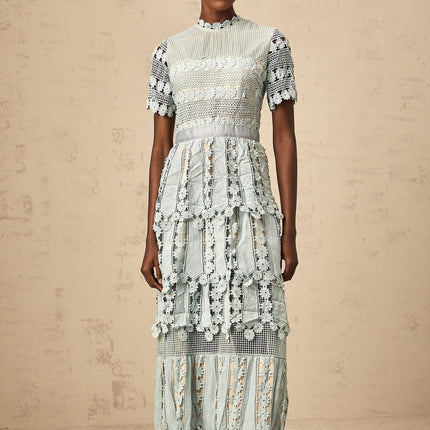 Daria Floral Midi Dress Blue & Green