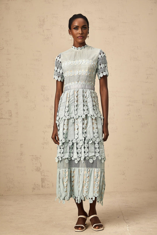 Daria Floral Midi Dress Blue & Green