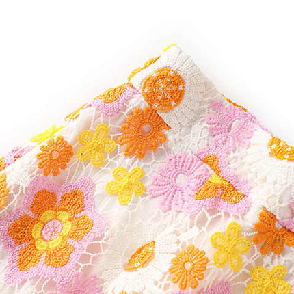 Daria Multicolored Floral Lace Midi Skirt