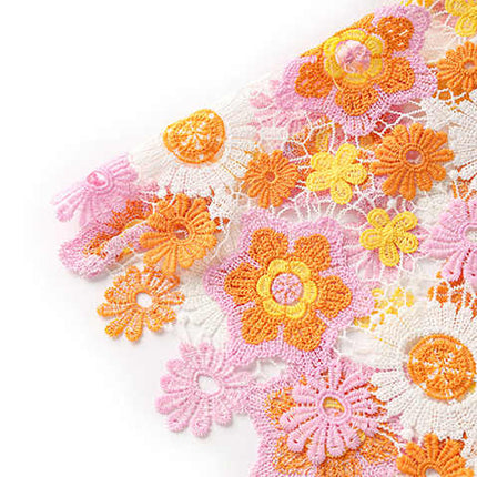 Daria Multicolored Floral Lace Midi Skirt