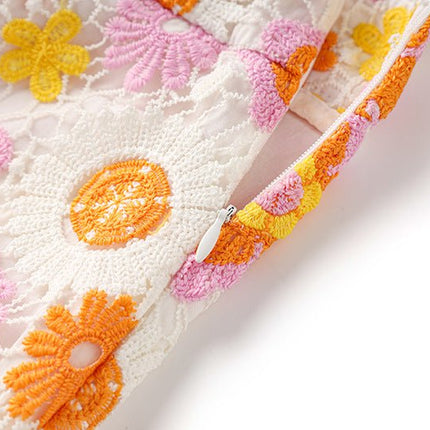 Daria Multicolored Floral Lace Midi Skirt