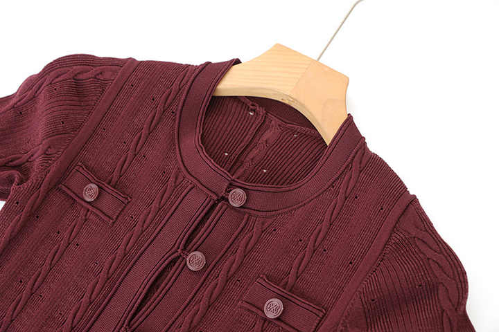 Daria in Red Cable Knit Cardigan Sweater