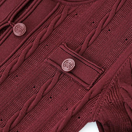 Daria Red Cable Knit Cardigan