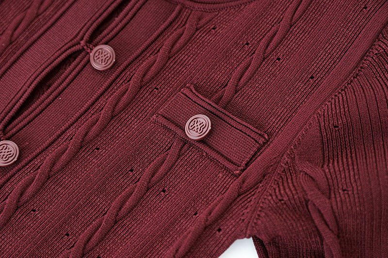 Daria Red Cable Knit Cardigan