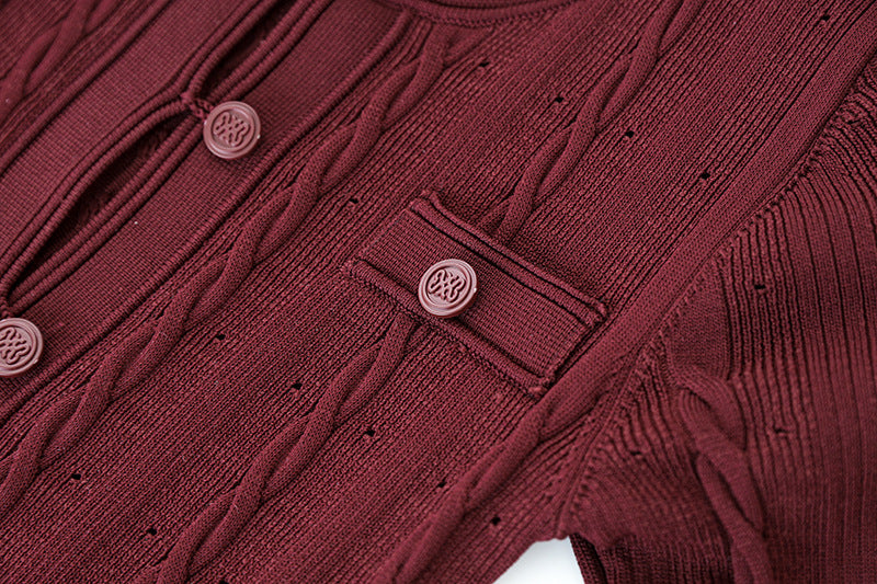 Daria Red Cable Knit Cardigan