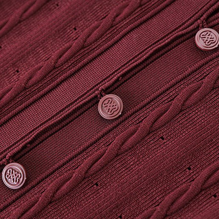 Daria Red Cable Knit Cardigan