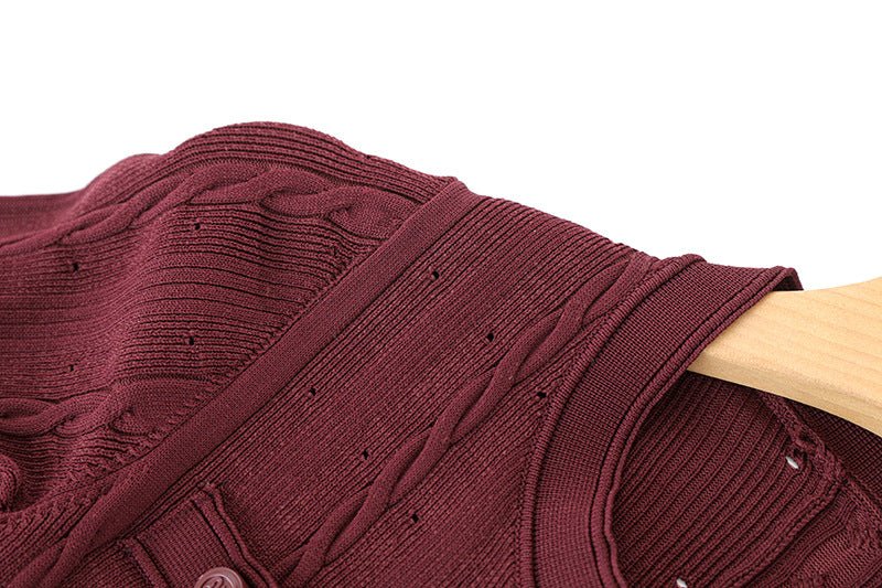 Daria in Red Cable Knit Cardigan