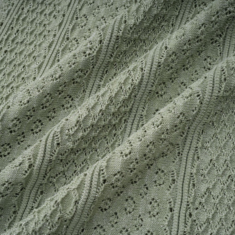 Dayana Green Crochet Knit Maxi Dress with Button Front Design
