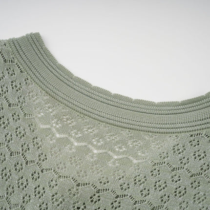 Dayana Green Crochet Knit Maxi Dress with Button Front Design