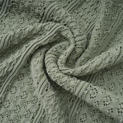 Dayana Green Crochet Knit Maxi Dress with Button Front Design