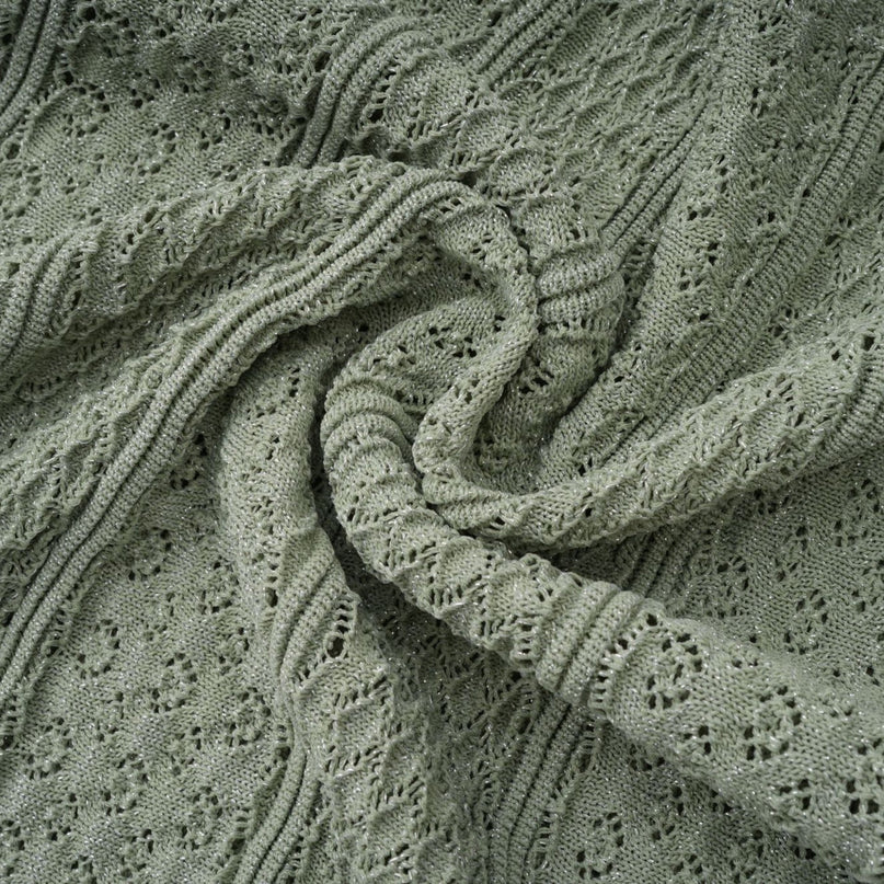 Dayana Green Crochet Knit Maxi Dress with Button Front Design