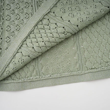 Dayana Green Crochet Knit Maxi Dress with Button Front Design