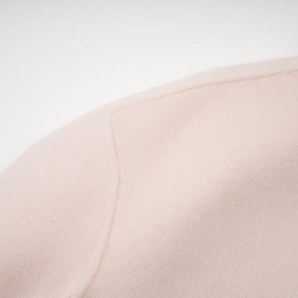 Dayana Pink Wool Coat with Faux Fur Detailing Crystal Buttons Patch Pockets Mock Neck Long Sleeves Diagonal Placket Front Button Fastening Fox Fur Environmentally-Friendly Farms Luxury Glamour Elegance