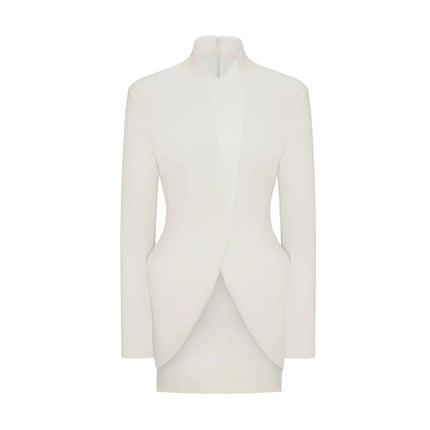 Dayana White Barrel Design Jacket Skirt Set