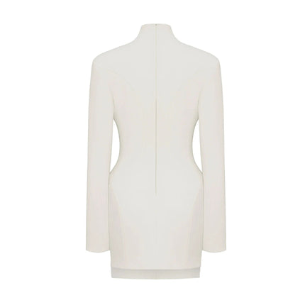 Dayana White Barrel Design Jacket Skirt Set