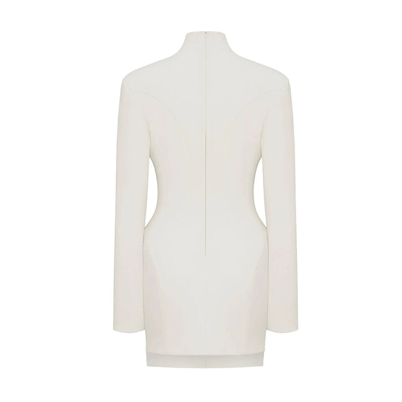 Dayana White Barrel Design Jacket Skirt Set