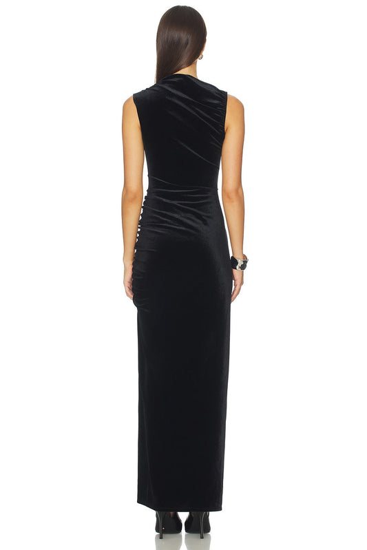 Velvet High Neck Maxi Dress Good American