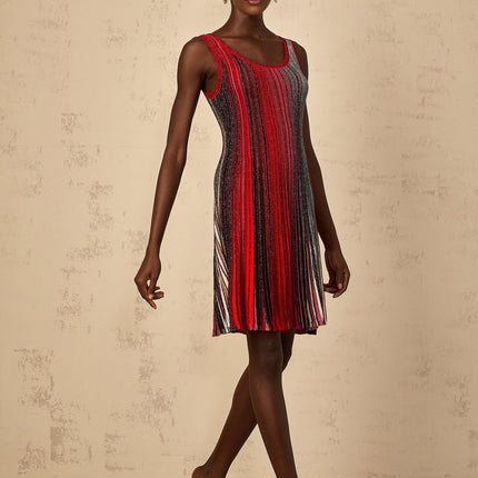 Debora Red Metallic Stripe Sequin Mini Dress