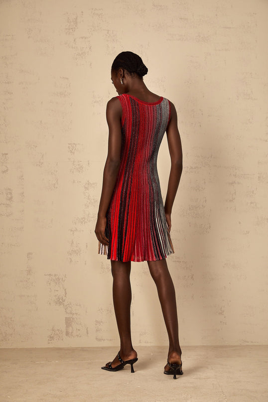 Debora Red Stripe Sequin Mini Dress