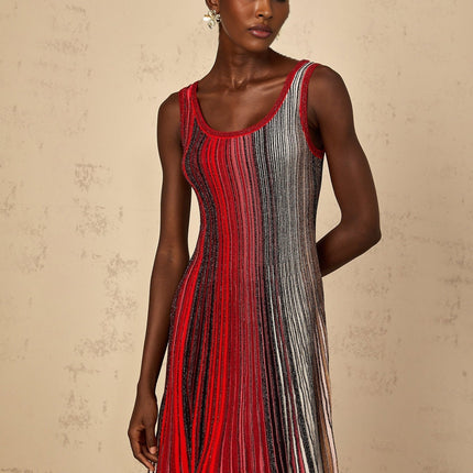 Debora Red Stripe Sequin Mini Dress