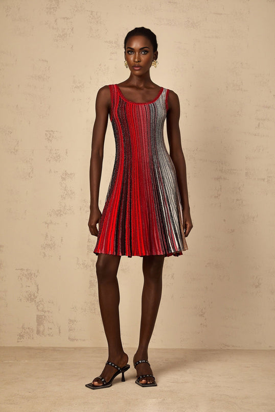 Debora Red Stripe Sequin Mini Dress