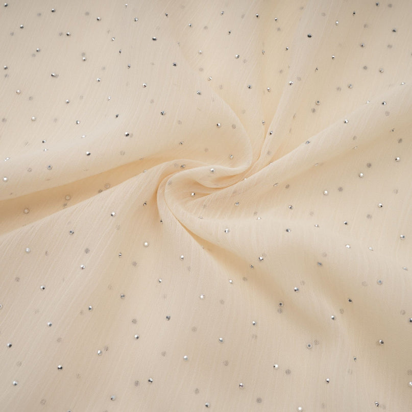 Delaney Vanilla Cream Halterneck Midi Dress with Stud Embellishments and Pleats