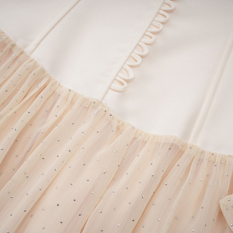 Delaney Vanilla Cream Halterneck Studded Midi Dress