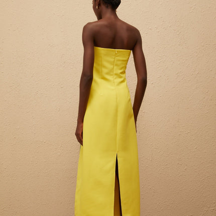 Delaney Yellow Floral Embroidered Sequin Midi Dress