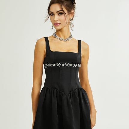 Delia embellished flared dress