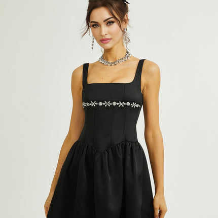 Delia embellished flared dress