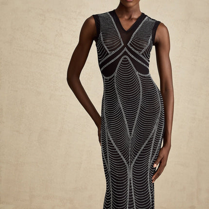 Delilah Black Crystal Embellished Maxi Dress