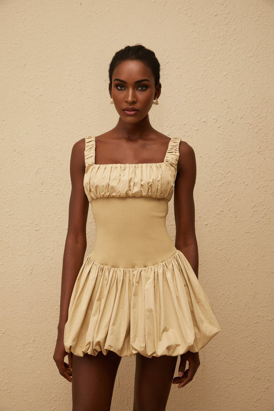 Delilah Mini Dress in Neutrals