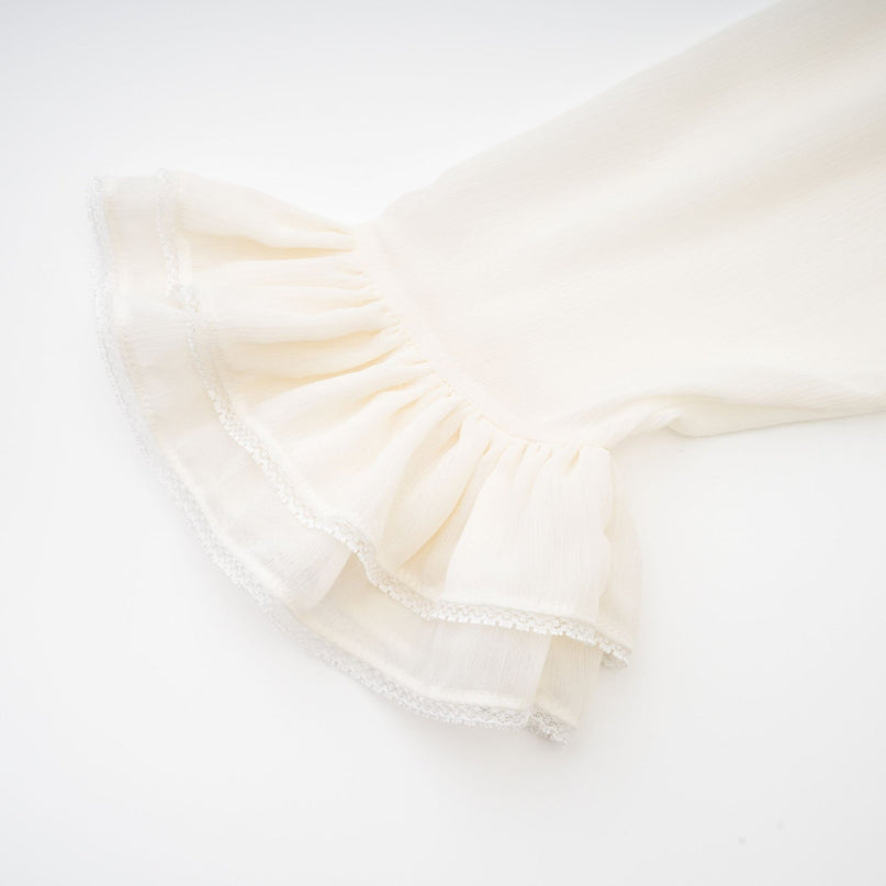 Delilah Ruffled Trim Top in Neutrals