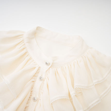 Delilah Ruffled Trim Top in Neutrals