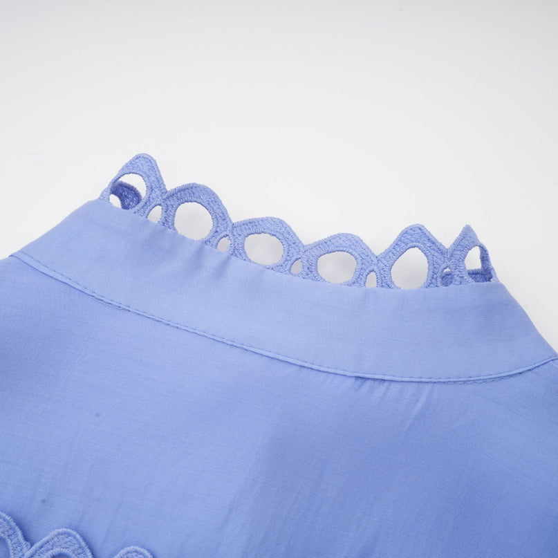Delizia Blue Mini Dress with Cut-Out Details and Belted Waist