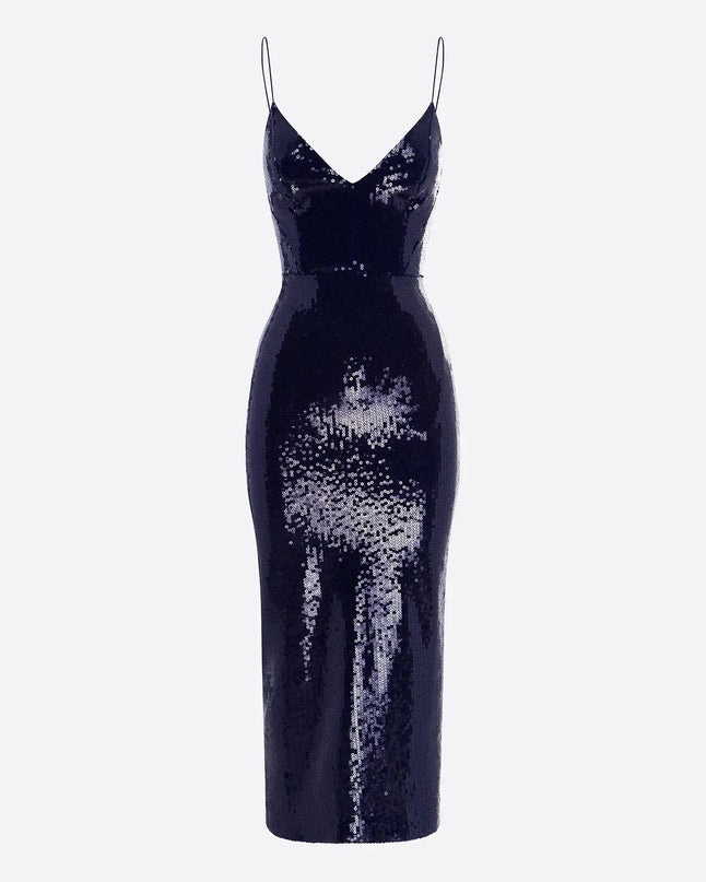 Delizia Navy Blue Dress with Vintage Vibes A-LINE silhouette stand neckline natural waist mid-calf pullover style solid patterned refined taste sophistication