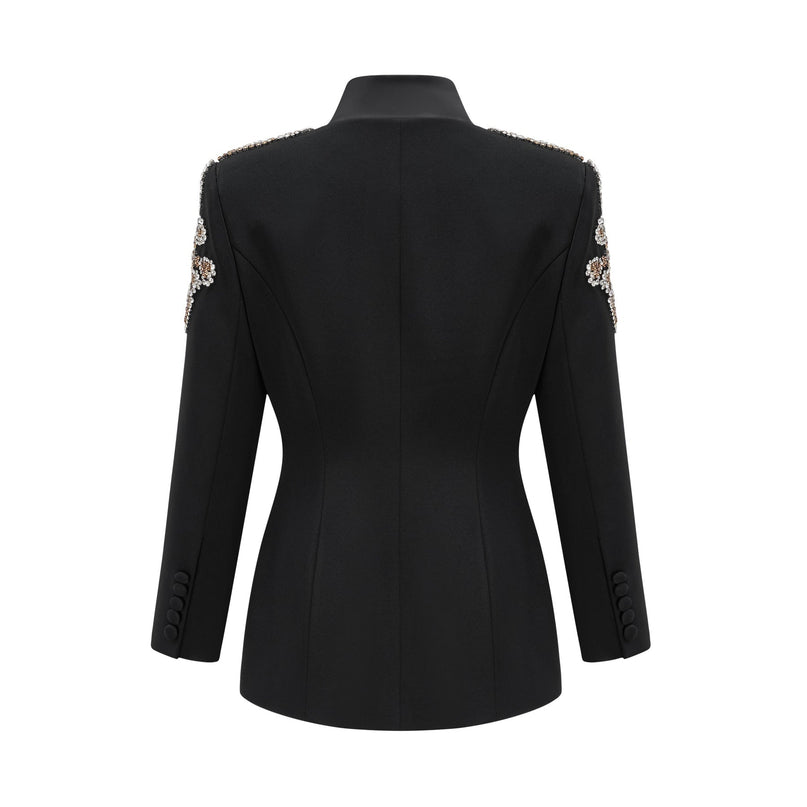 Delphine black embellished jacket  trousers matching set