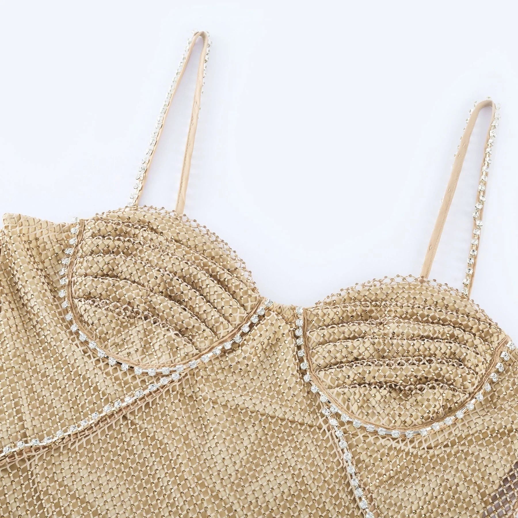 Delphine crystalembellished gold midi dress