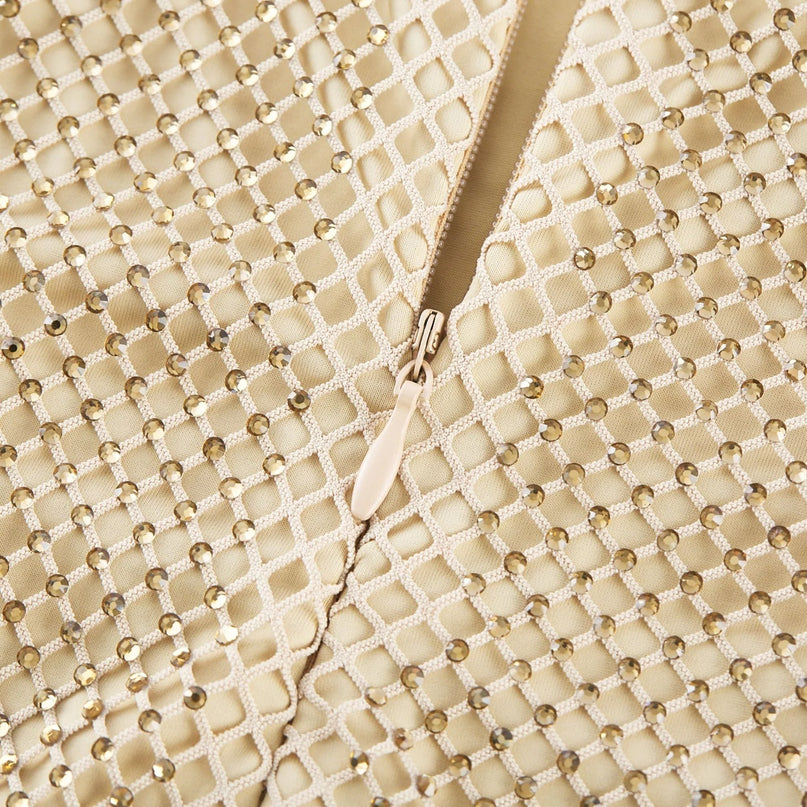 Delphine crystalembellished gold midi dress