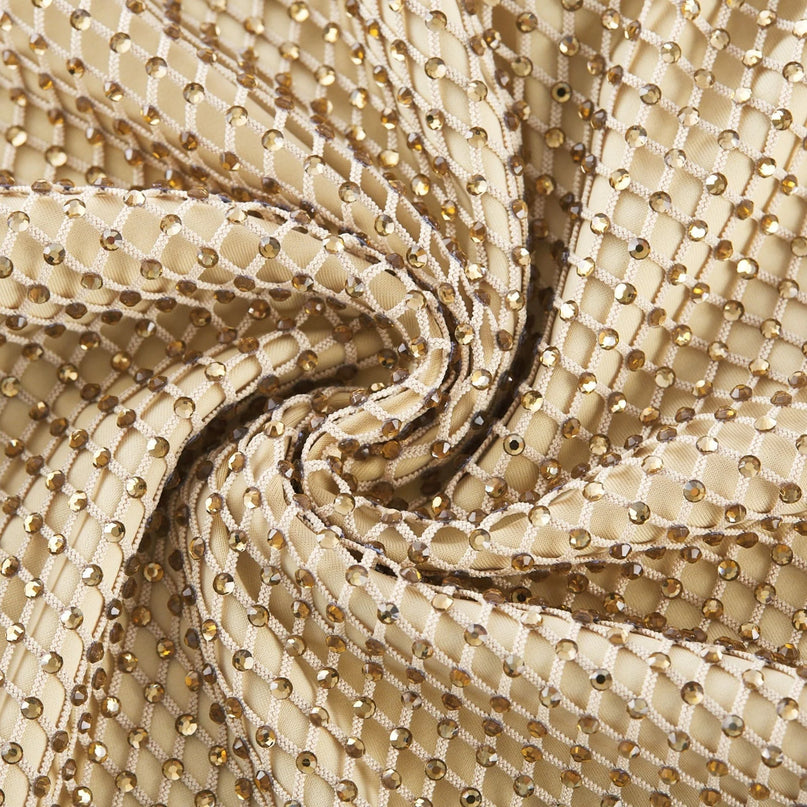 Delphine crystalembellished gold midi dress